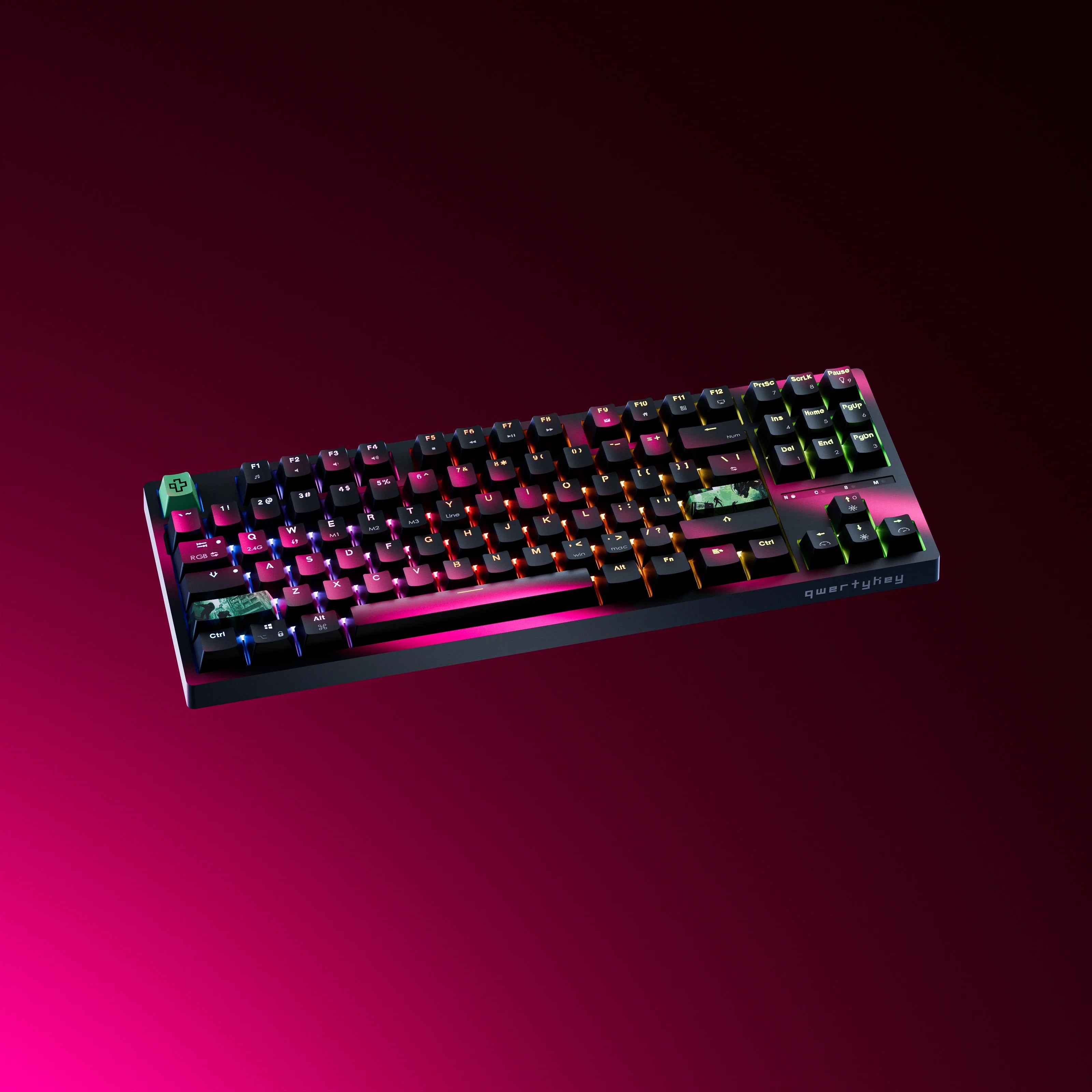 QwertyKey H87, czarna - bezprzewodowa klawiatura mechaniczna gamingowa, Hotswap, RGB
