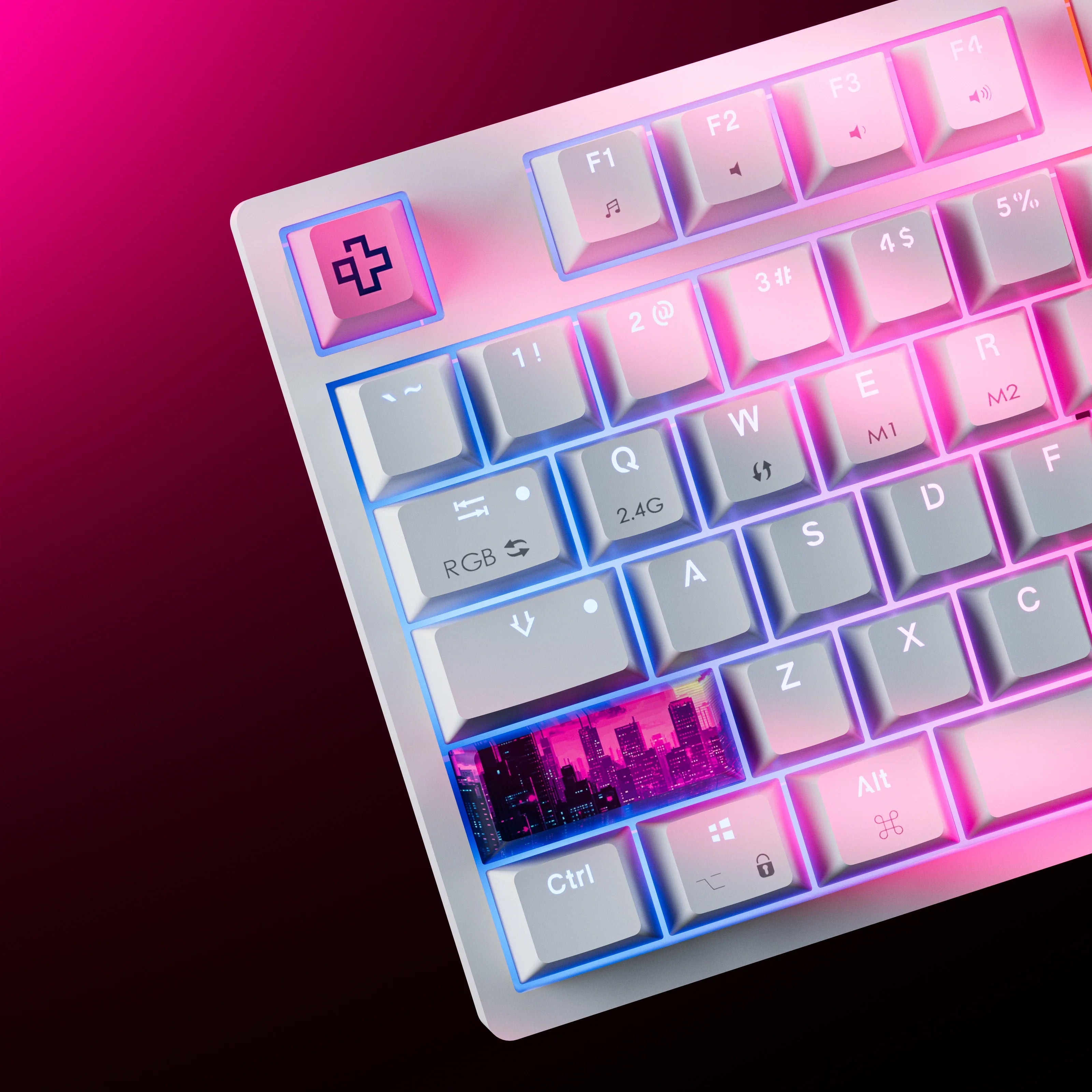 QwertyKey H87, biała - bezprzewodowa klawiatura mechaniczna gamingowa, Hotswap, RGB