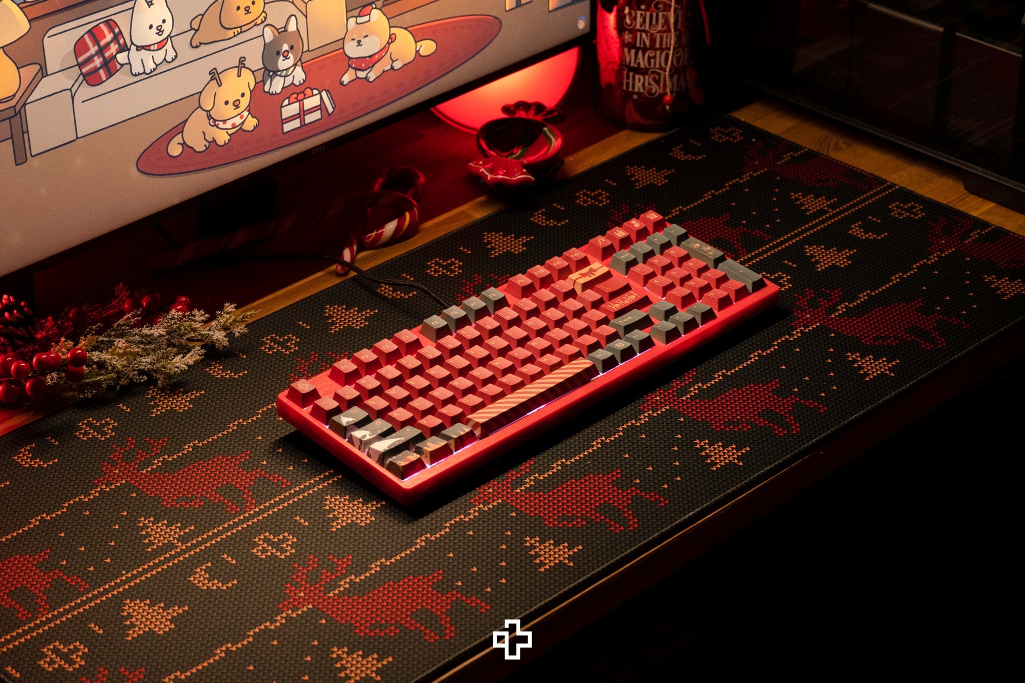 Deskmat / podkładka pod mysz QwertyKey Christmas 4 mm obszyte krawędzie