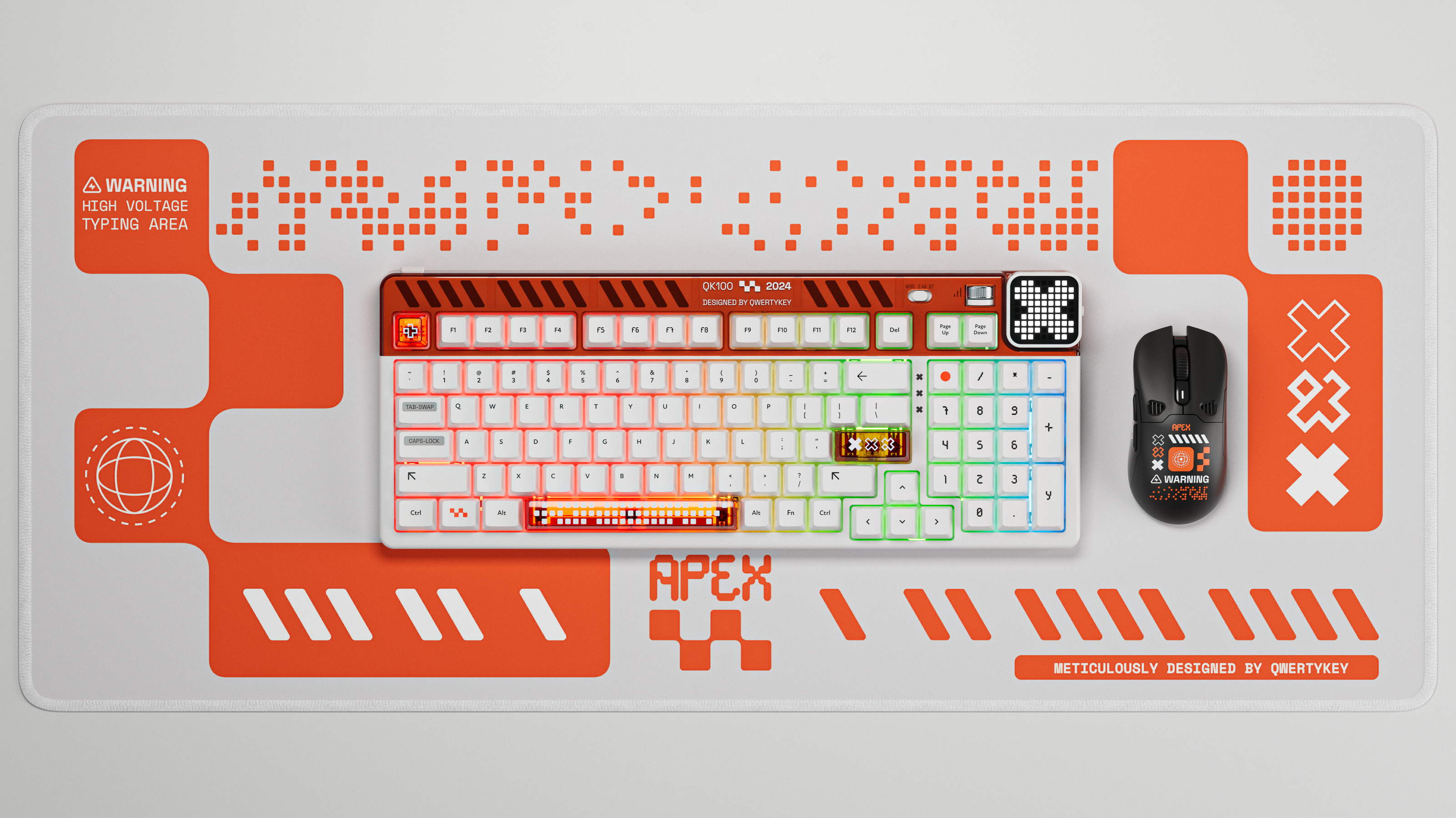 QwertyKey100 Apex - bezprzewodowa klawiatura mechaniczna gamingowa, Hotswap, RGB, gasket mount, z ekranem