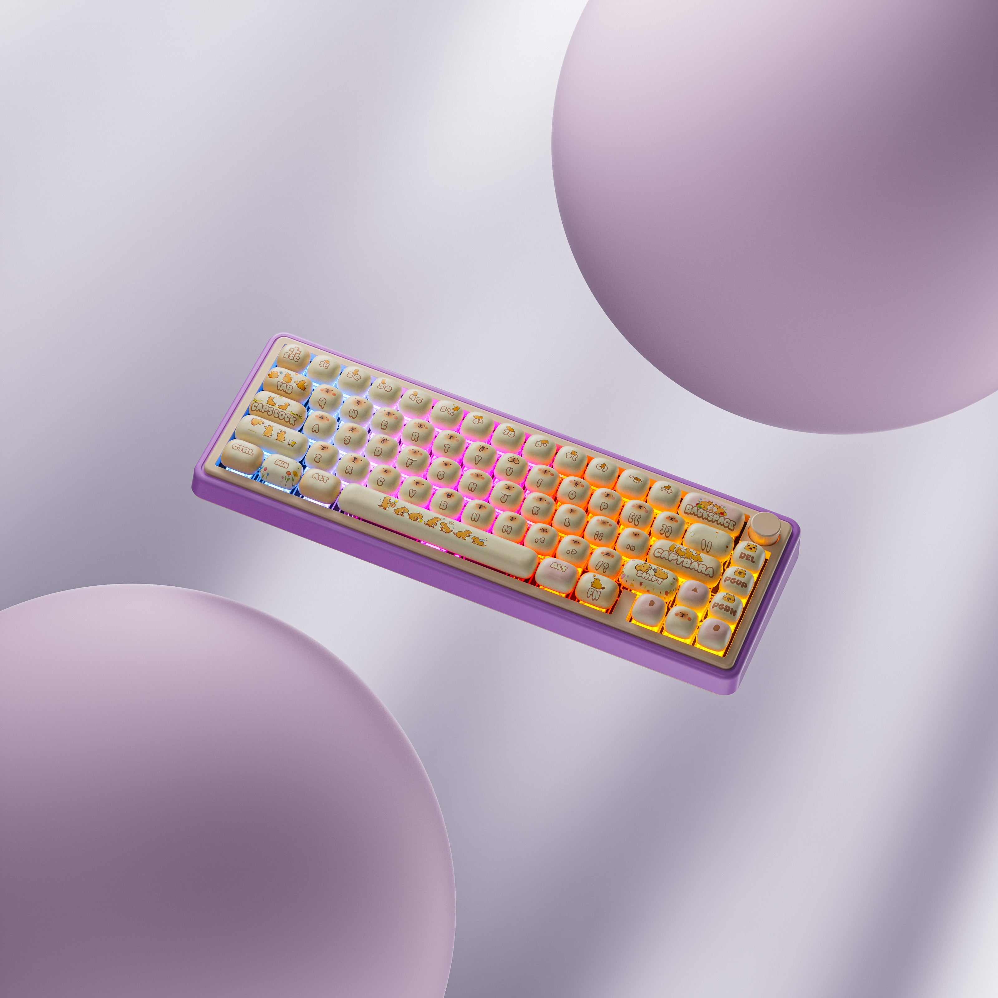 QwertyKey65 Pro Capybara edycja limitowana VIA - bezprzewodowa klawiatura mechaniczna gamingowa, Hotswap, RGB