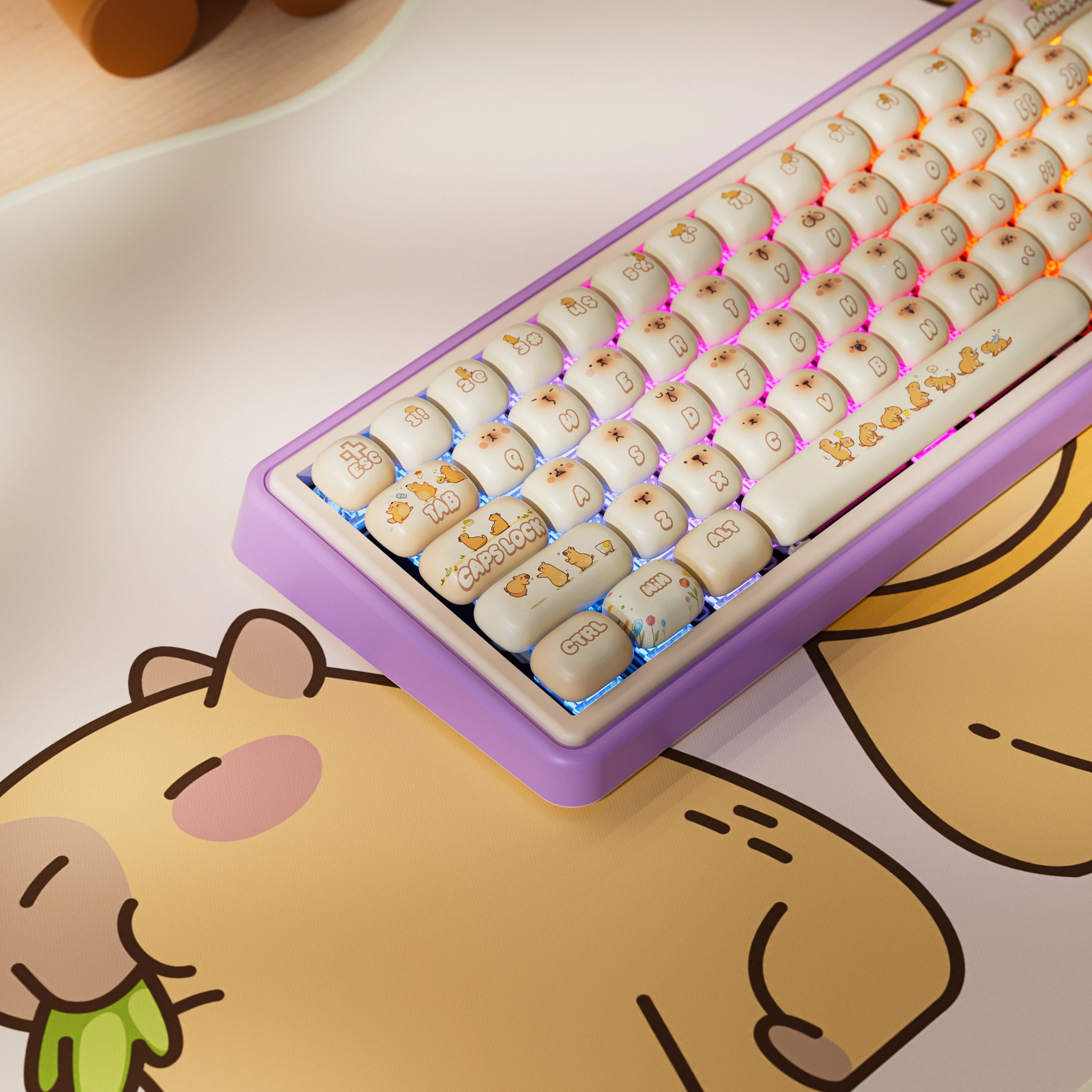 QwertyKey65 Pro Capybara edycja limitowana VIA - bezprzewodowa klawiatura mechaniczna gamingowa, Hotswap, RGB