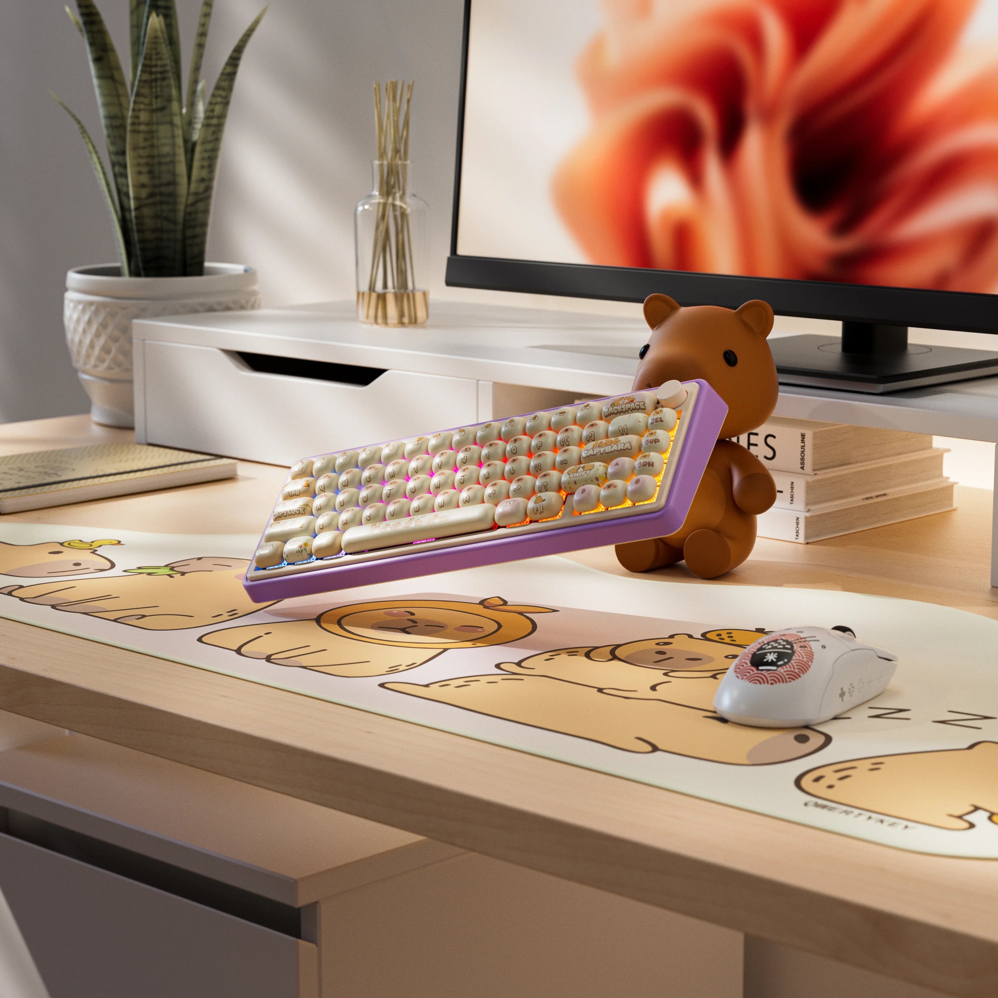 QwertyKey65 Pro Capybara edycja limitowana VIA - bezprzewodowa klawiatura mechaniczna gamingowa, Hotswap, RGB