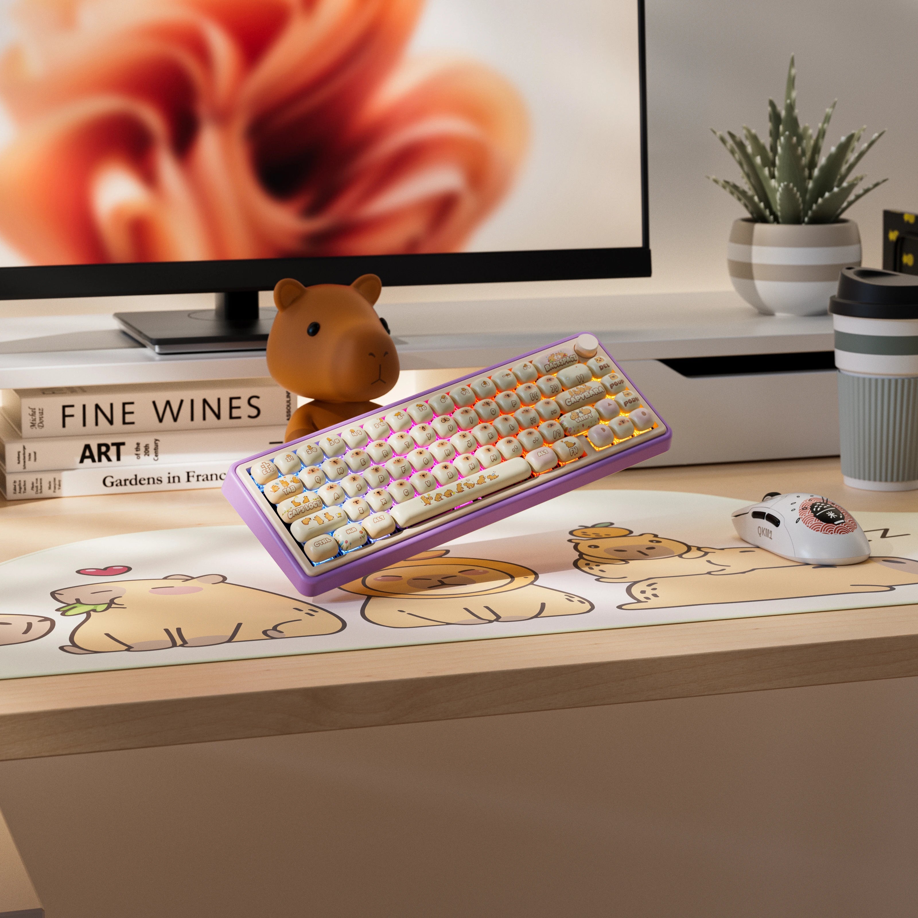 QwertyKey65 Pro Capybara edycja limitowana VIA - bezprzewodowa klawiatura mechaniczna gamingowa, Hotswap, RGB