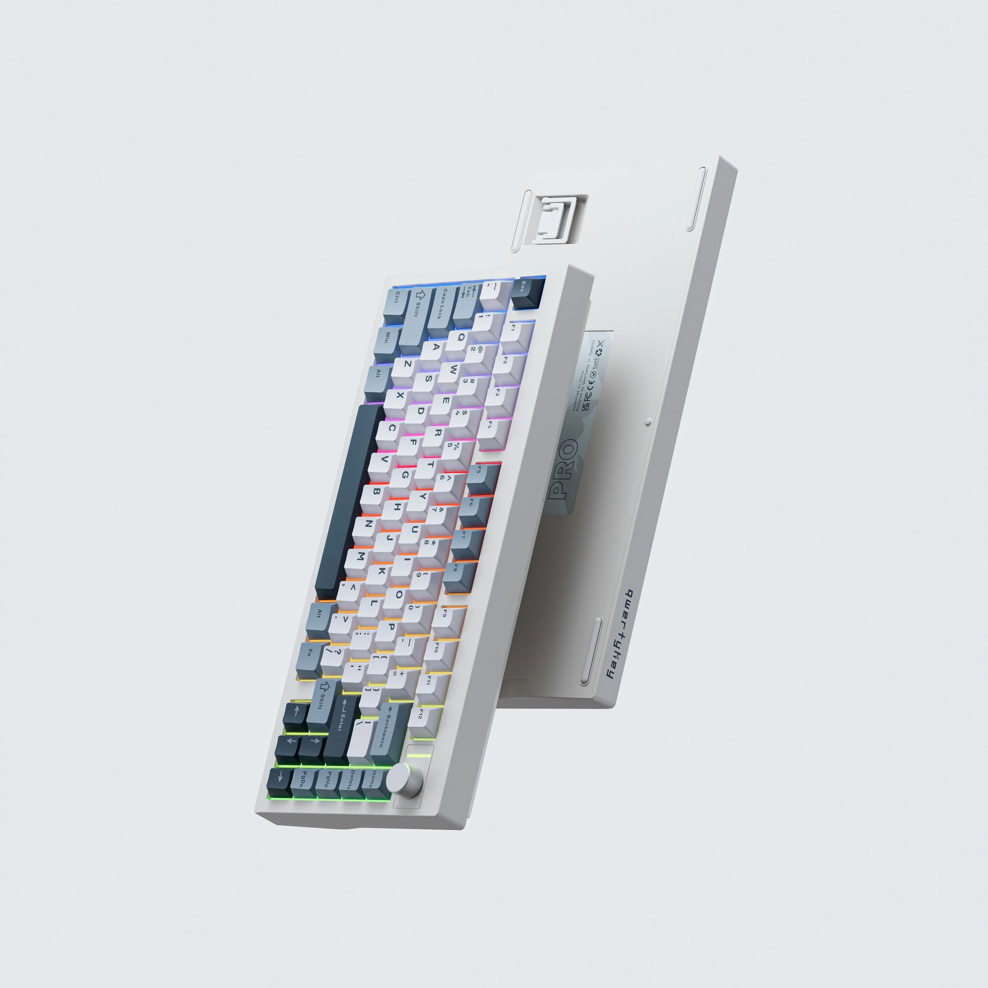 QwertyKey75 Pro V2 biała Web Software - bezprzewodowa klawiatura mechaniczna gamingowa, Hotswap, RGB, gasket mount