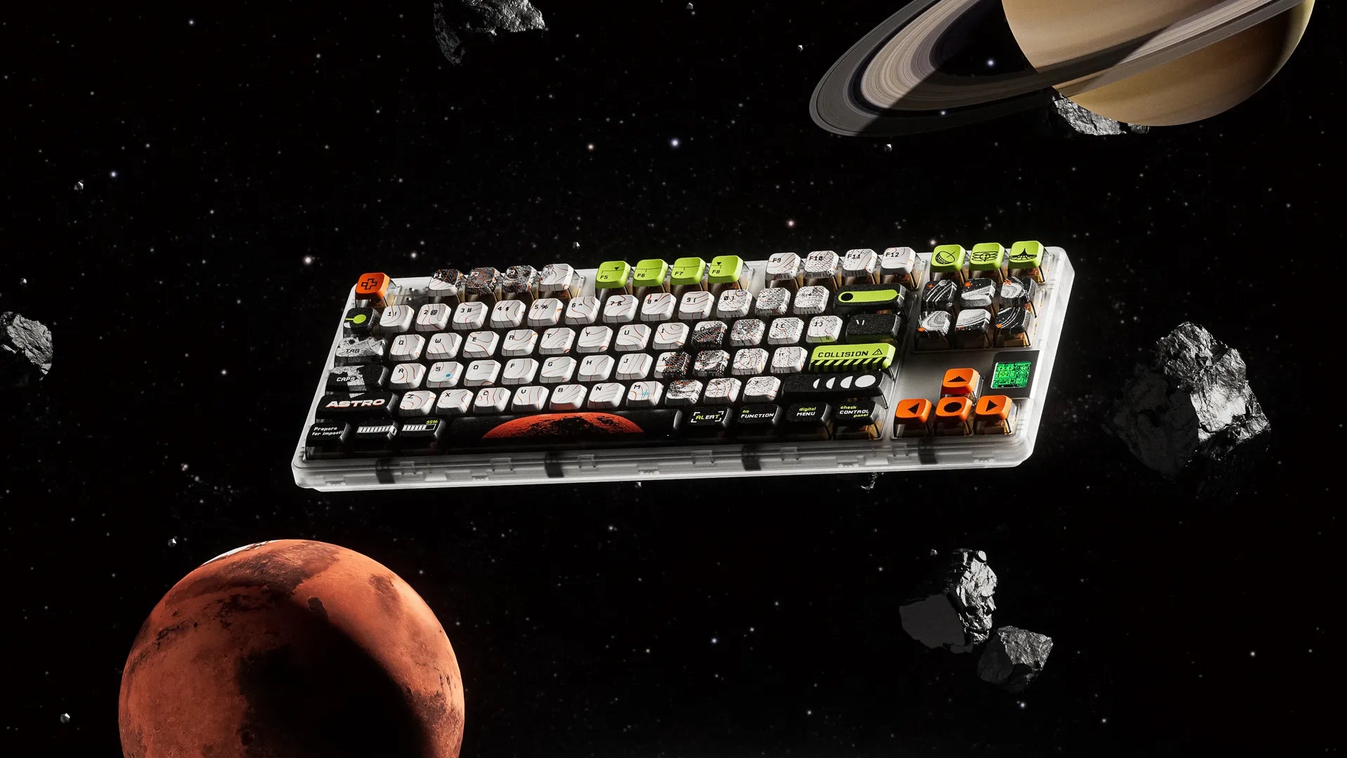 QwertyKey80 Astro bezprzewodowa Bluetooth Hotswap RGB QMK/VIA - L gasket mount klawiatura mechaniczna gamingowa z ekranem