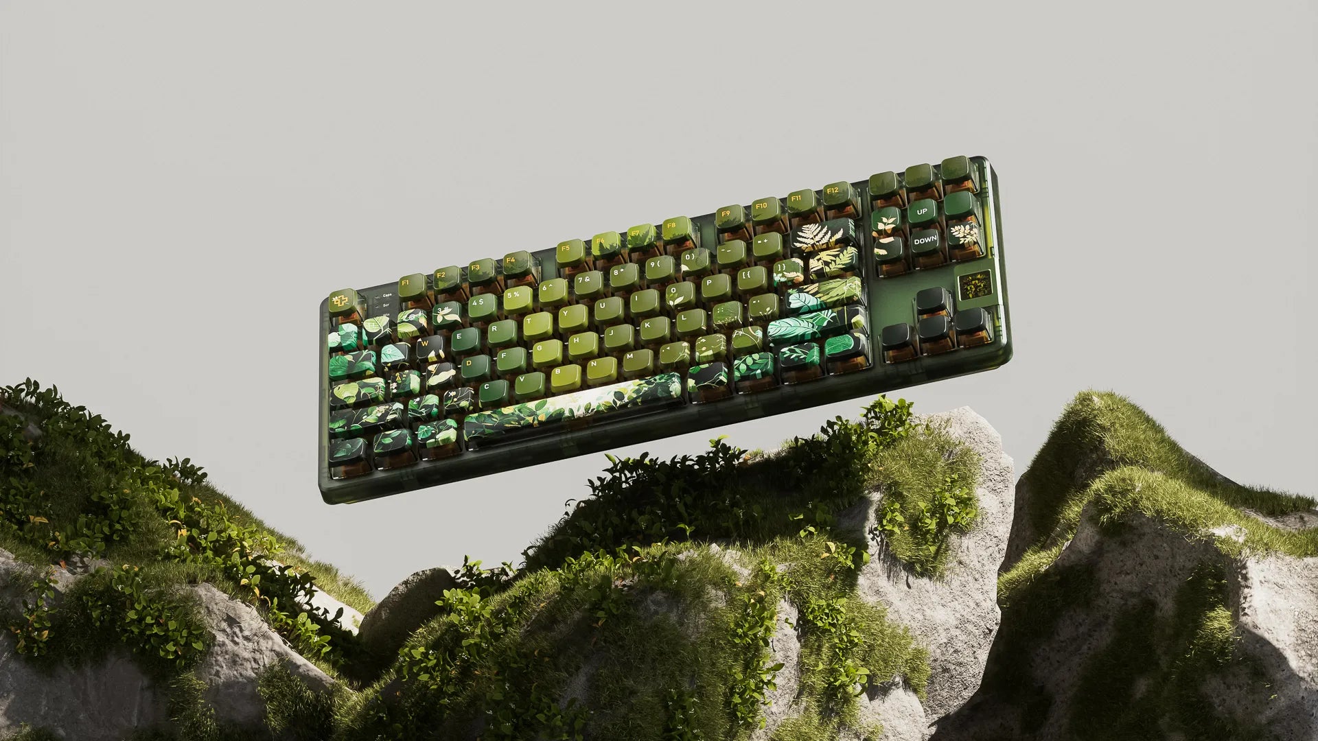 QwertyKey80 Leaf - bezprzewodowa klawiatura mechaniczna gamingowa, Hotswap, RGB, QMK/VIA, gasket mount, z ekranem