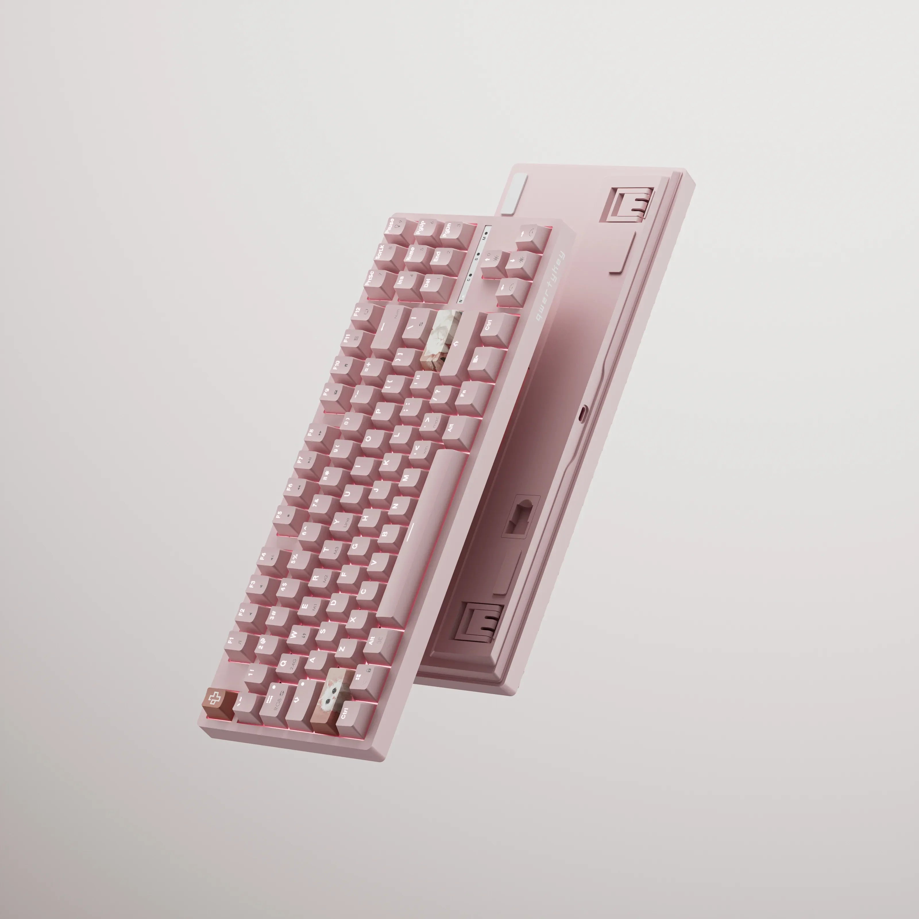 QwertyKey H87, różowa - bezprzewodowa klawiatura mechaniczna gamingowa, Hotswap, RGB