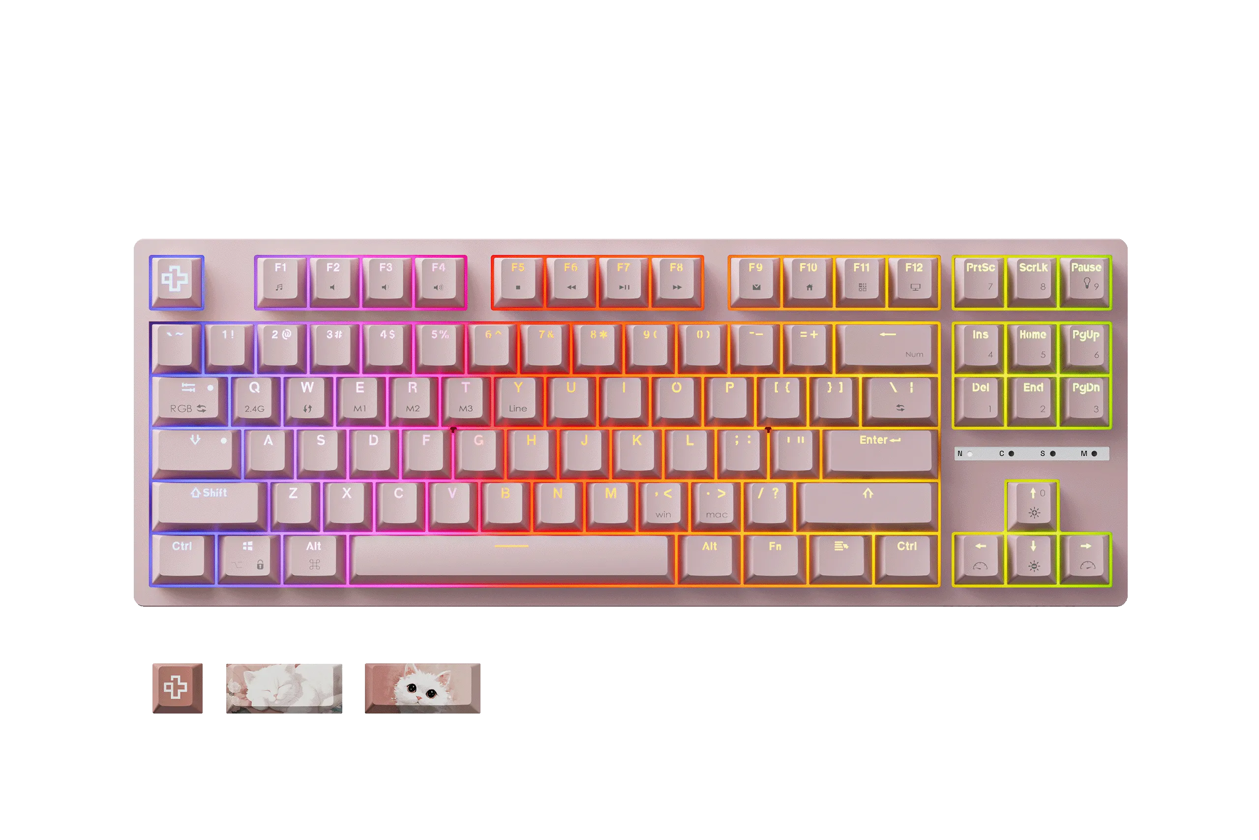 QwertyKey H87, różowa - bezprzewodowa klawiatura mechaniczna gamingowa, Hotswap, RGB