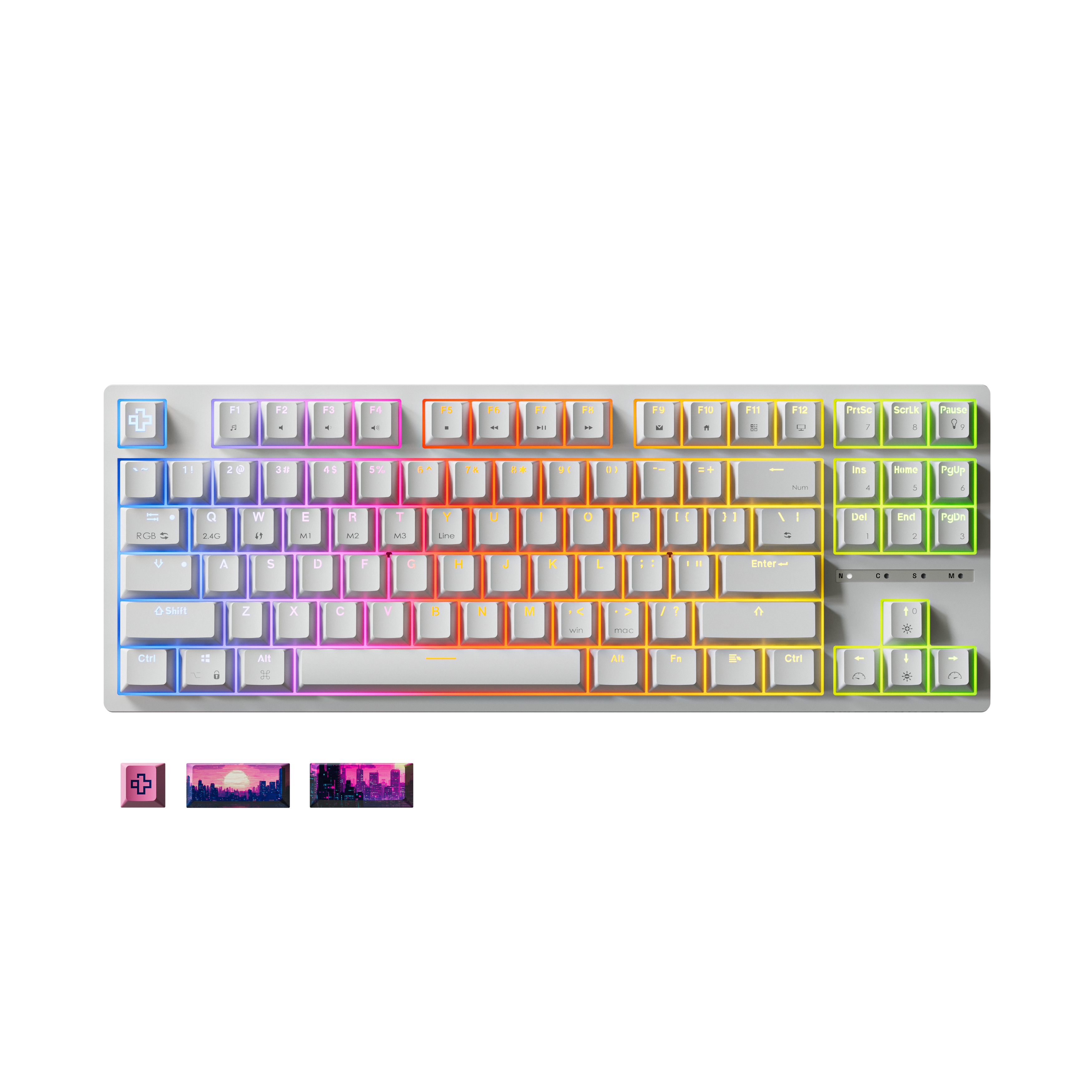 QwertyKey H87, biała - bezprzewodowa klawiatura mechaniczna gamingowa, Hotswap, RGB