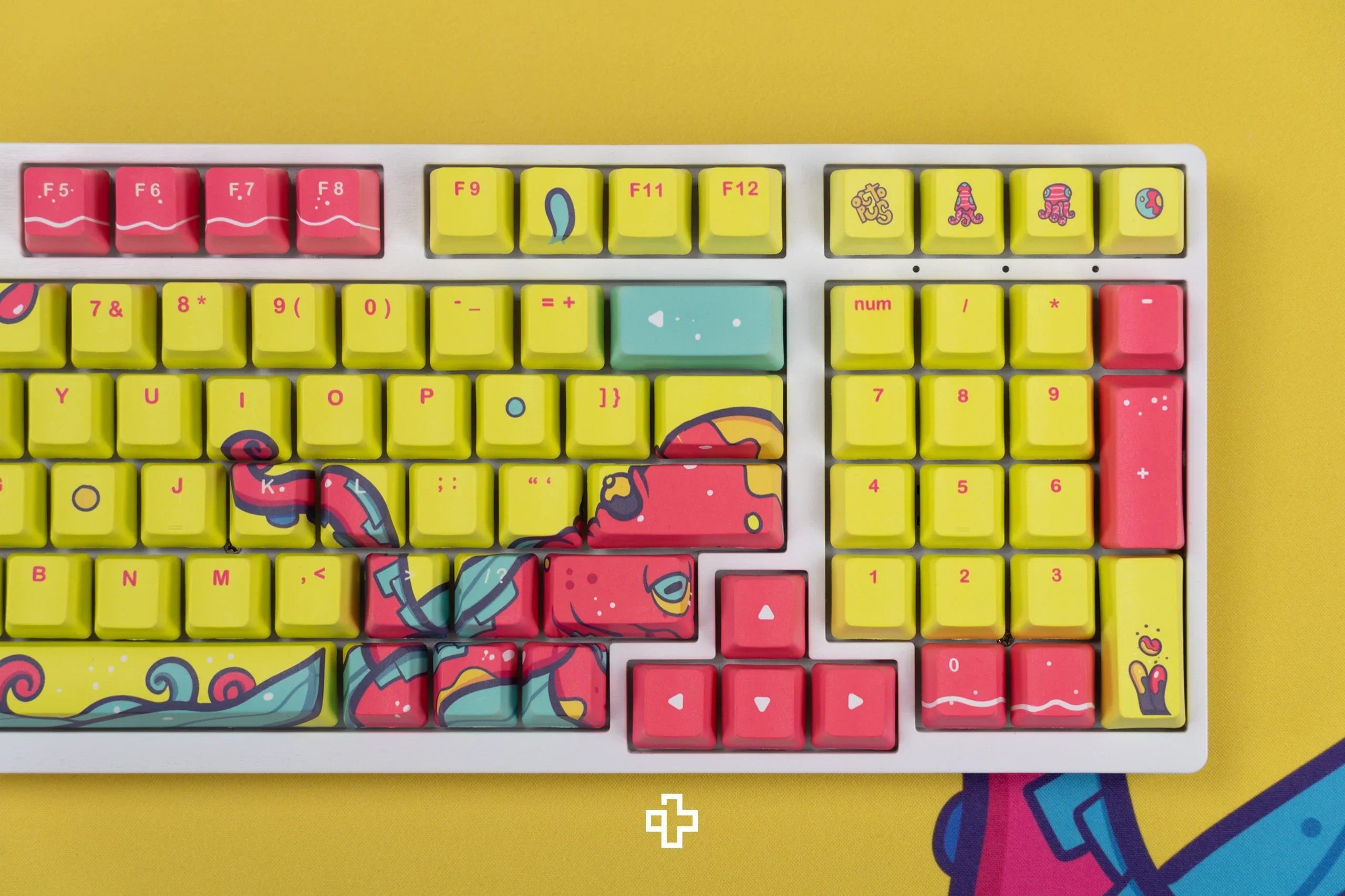 Zestaw keycapów QwertyKey Octopus żółty profil OEM materiał PBT