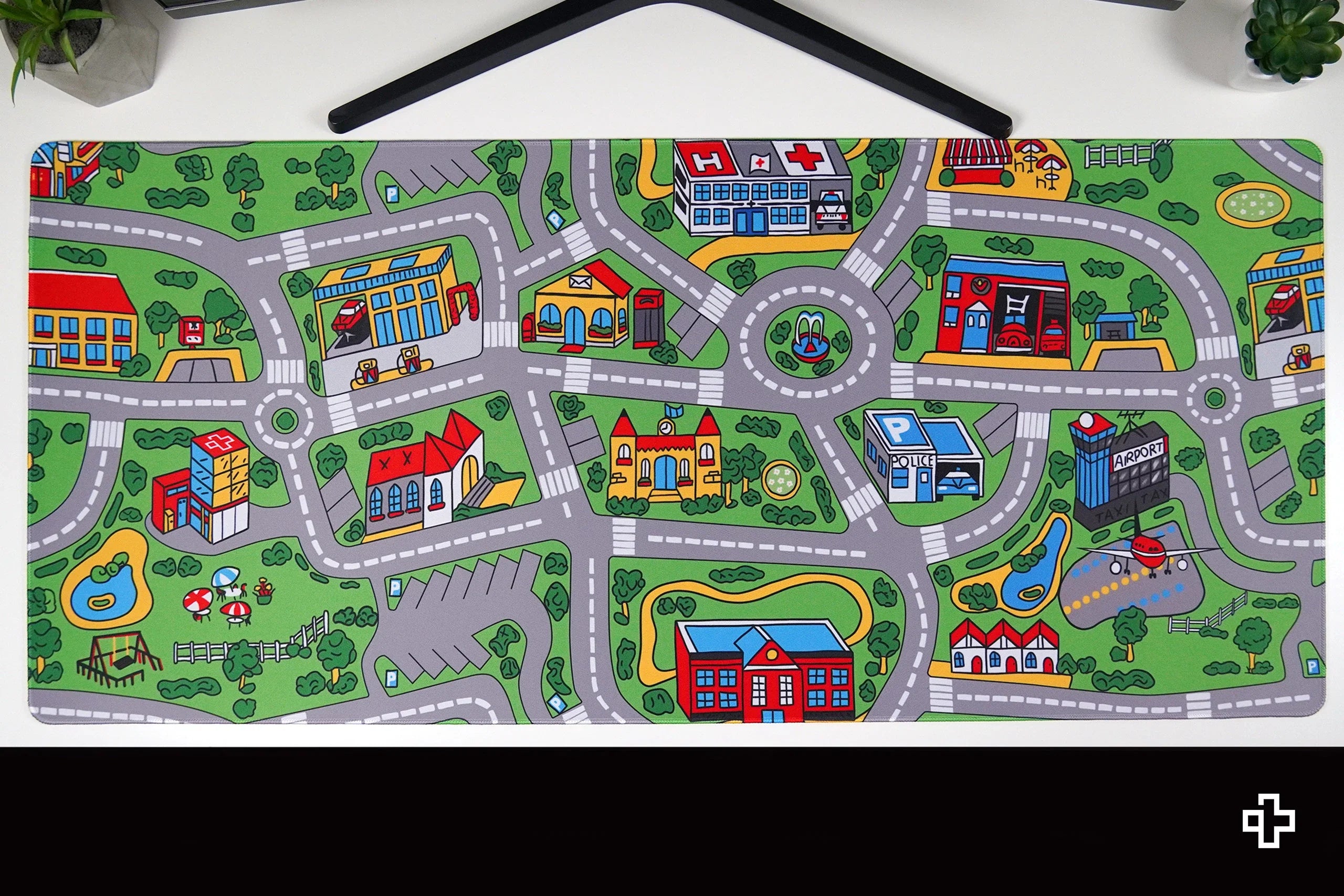Deskmat / podkładka pod mysz QwertyKey Nostalgia Busy Town 4 mm obszyte krawędzie