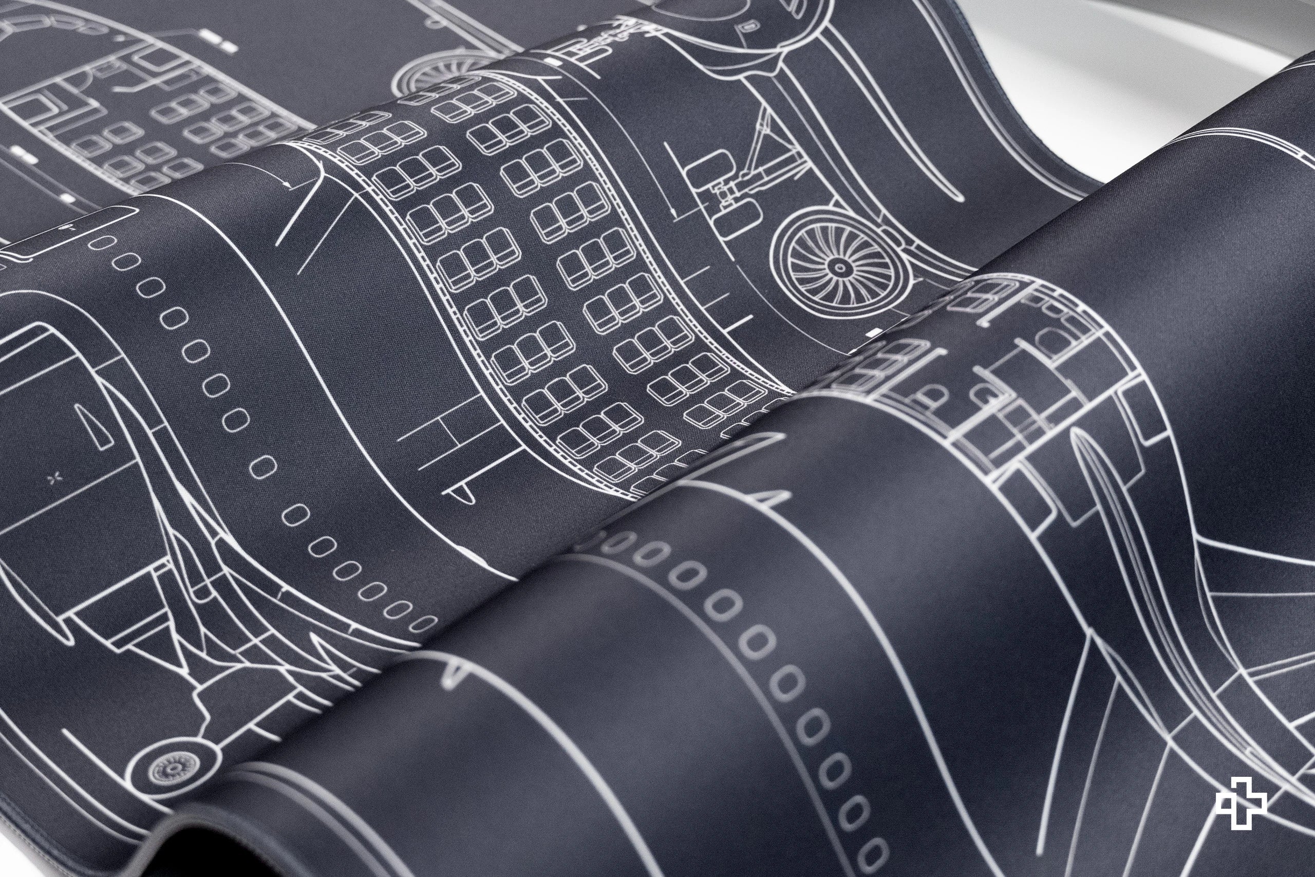 Deskmat / podkładka pod mysz Plane Blueprint, 4 mm, obszyte krawędzie