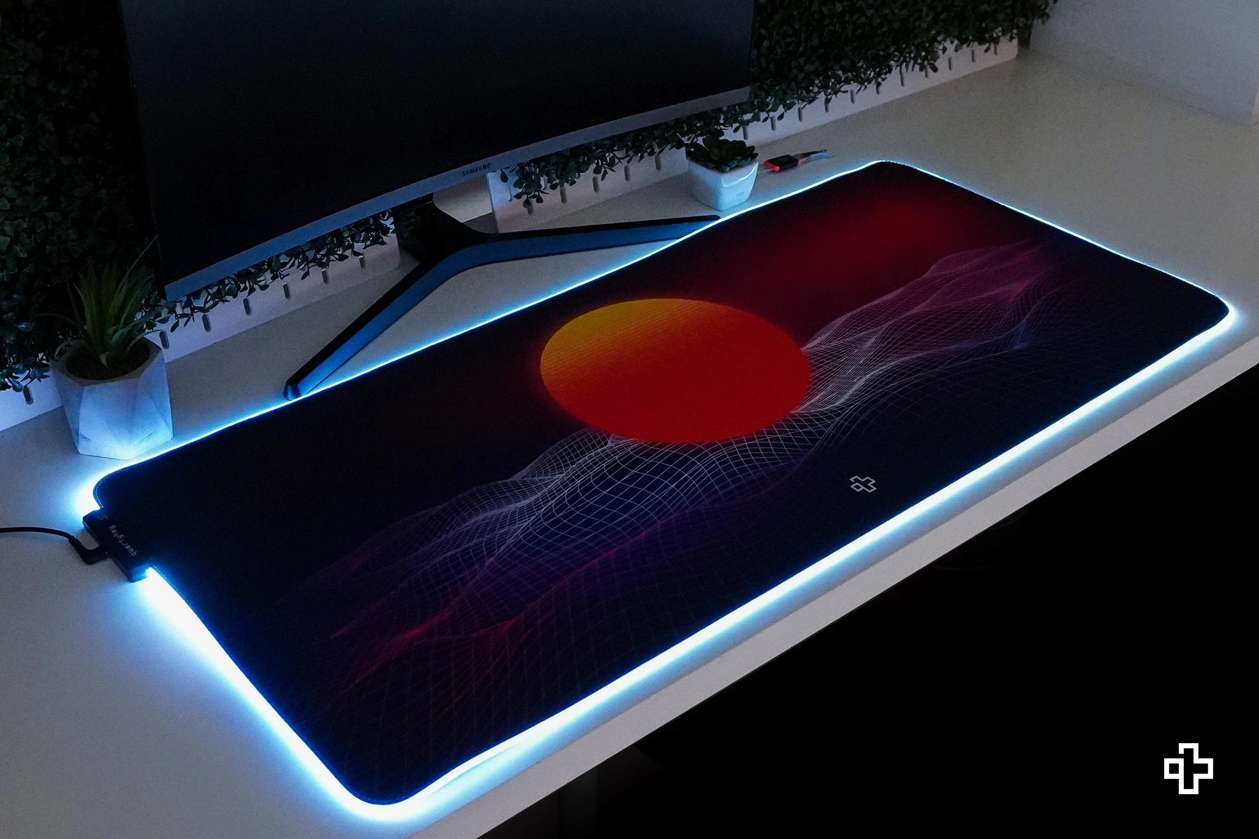 Deskmat / podkładka pod mysz QwertyKey RGB CyberWave V2 4 mm obszyte krawędzie