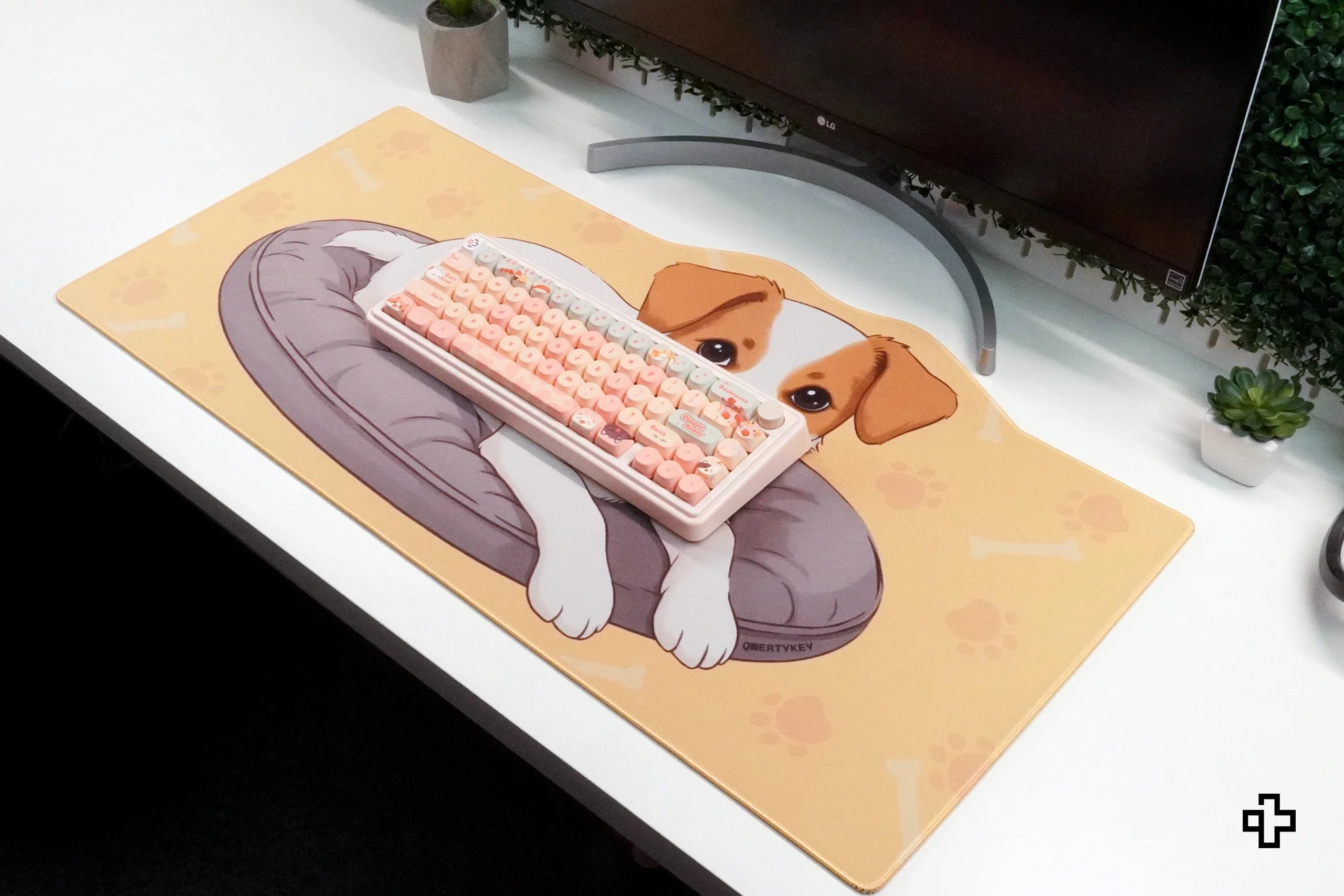 Deskmat / podkładka pod mysz QwertyKey Dog Joy 4 mm obszyte krawędzie