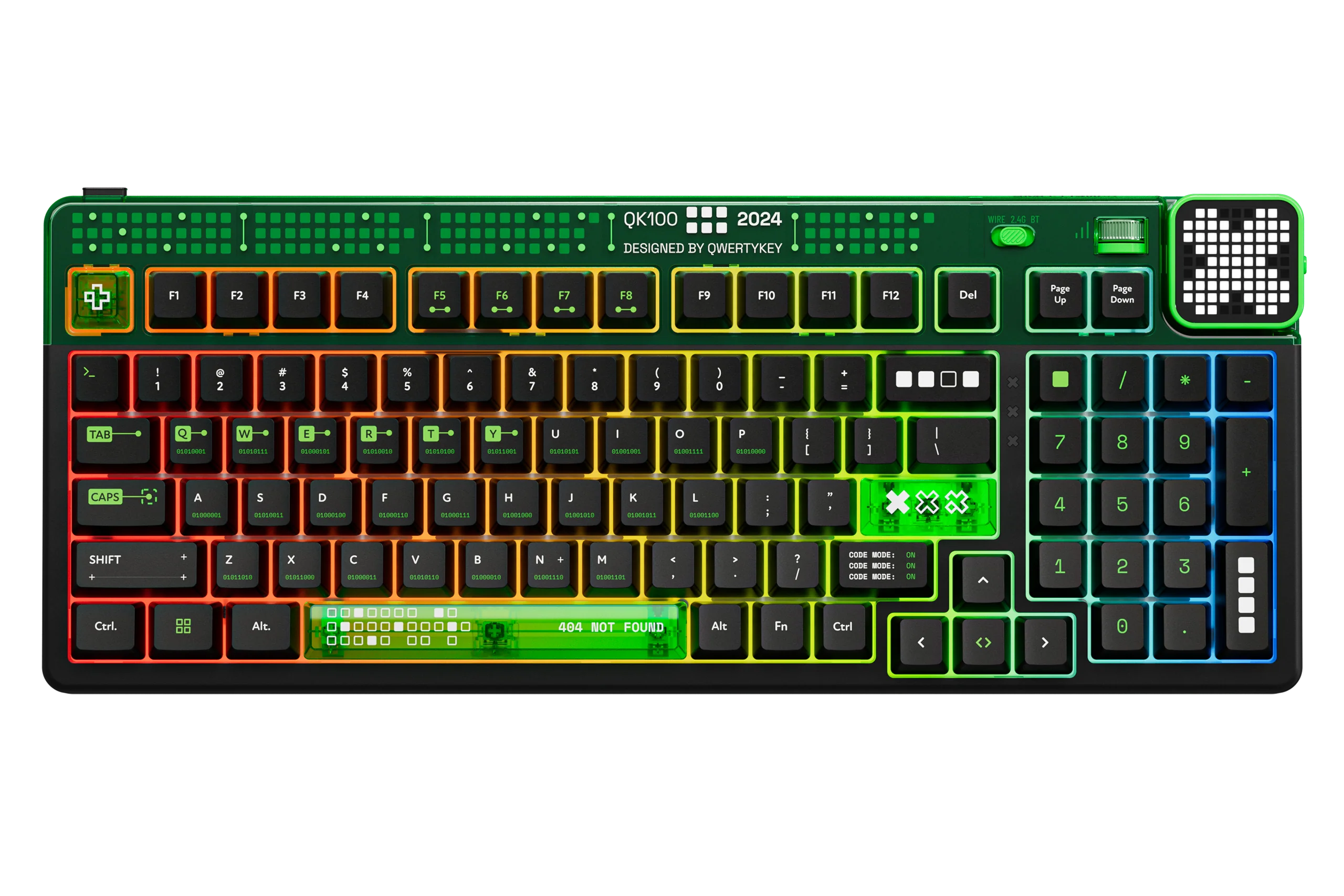 QwertyKey100 Matrix - bezprzewodowa klawiatura mechaniczna gamingowa, Hotswap, RGB, gasket mount, z ekranem