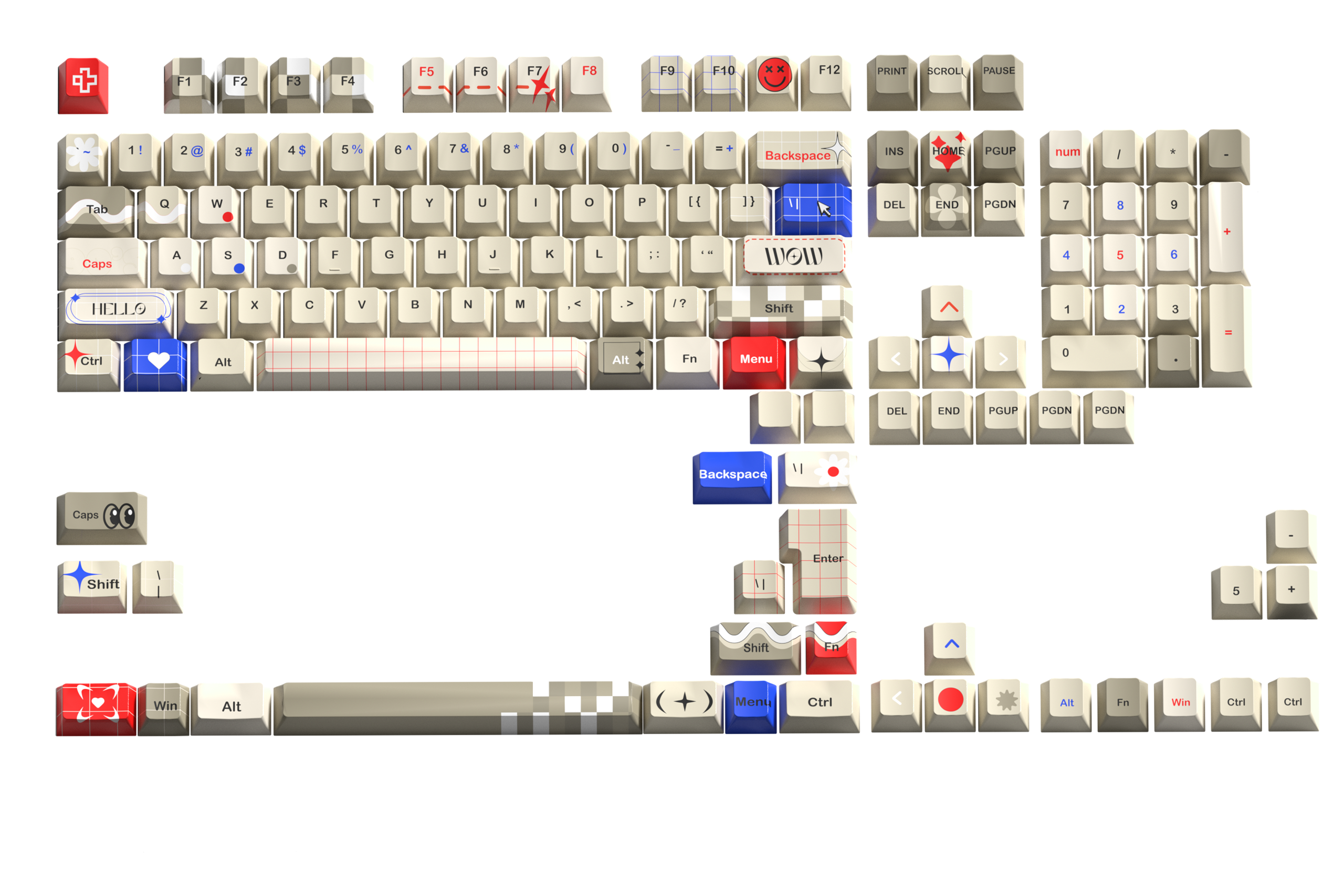 Zestaw keycapów QwertyKey Retro Dye Sub Profil Cherry