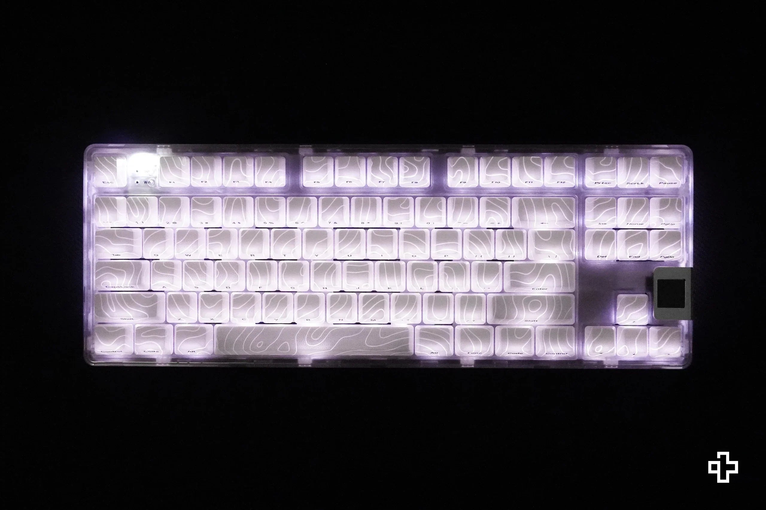 Zestaw keycapów QwertyKey Topographic technologia IMD, biały
