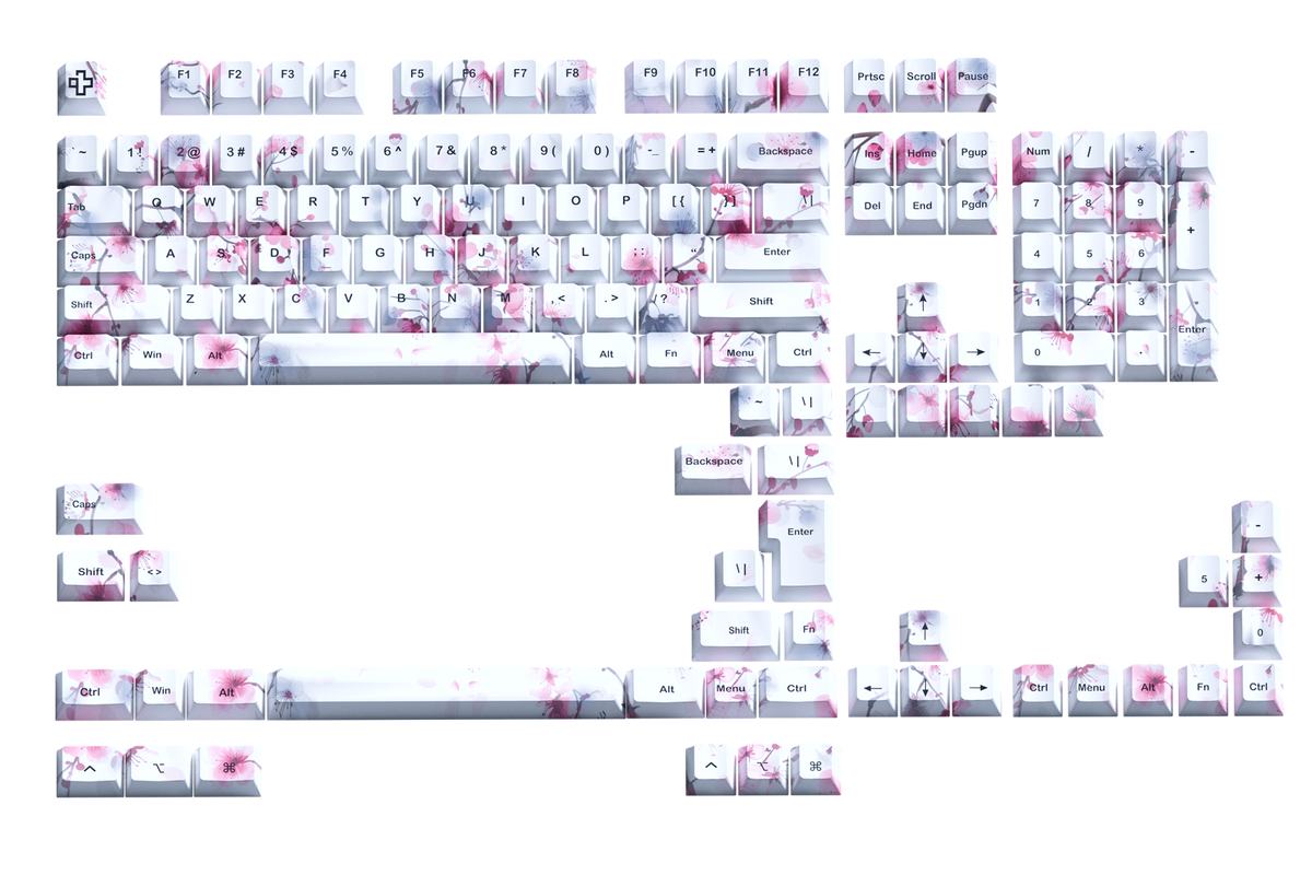 Zestaw keycapów Sakura V2 Profil Cherry PBT Dye Sub